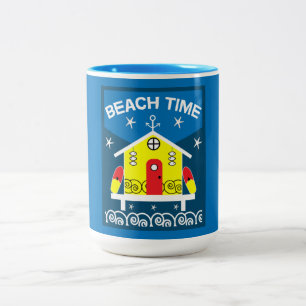 Beach Huts   Sea Life    Latte Mug