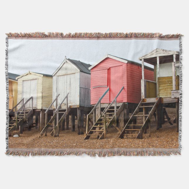 Beach Huts Throw Blanket (Front)