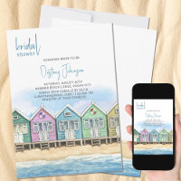 Beach Huts Watercolor Ocean Front Bridal Shower