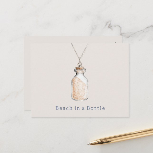 Beach in a Bottle Necklace Postcard (Front/Back In Situ)
