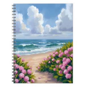 Beach in Bloom Pink Hydrangea Oceanside Coastal Notebook