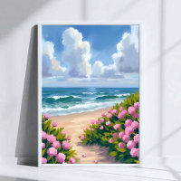 Beach in Bloom | Pink Hydrangea Oceanside Coastal