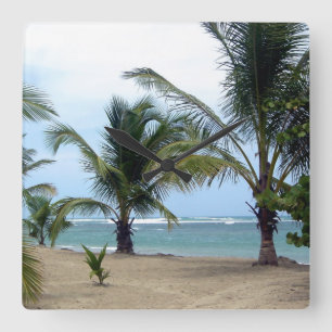 Beach in Dominican Republic Square Wall Clock