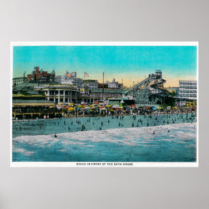 Beach in front of the Bath House, Long Beach Poster