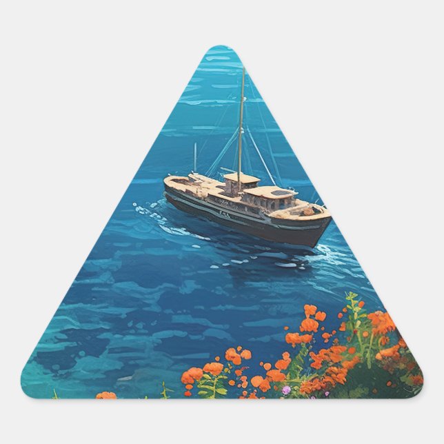 Beach in Greece  Triangle Sticker (Front)