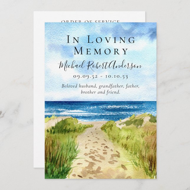 Beach In Loving Memory Funeral Program (Front/Back)