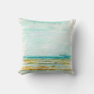 Beach in Mundesley, Norfolk by Alexandra Cook Cushion