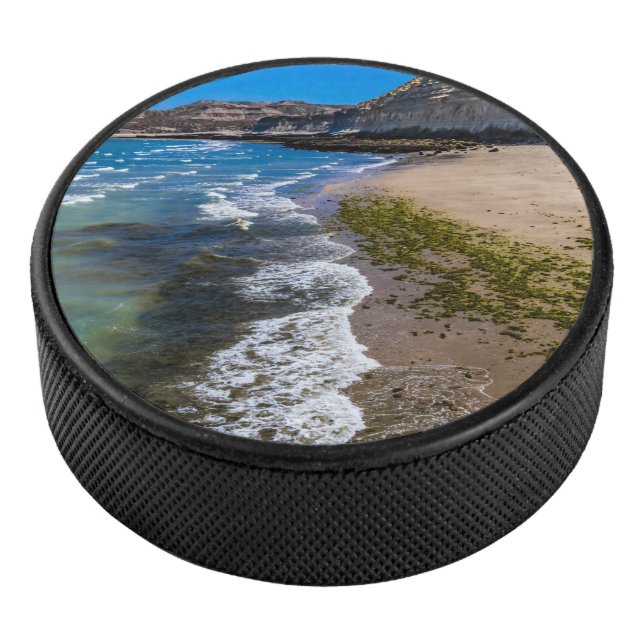Beach in Puerto Piramides, Argentina Hockey Puck (3/4)