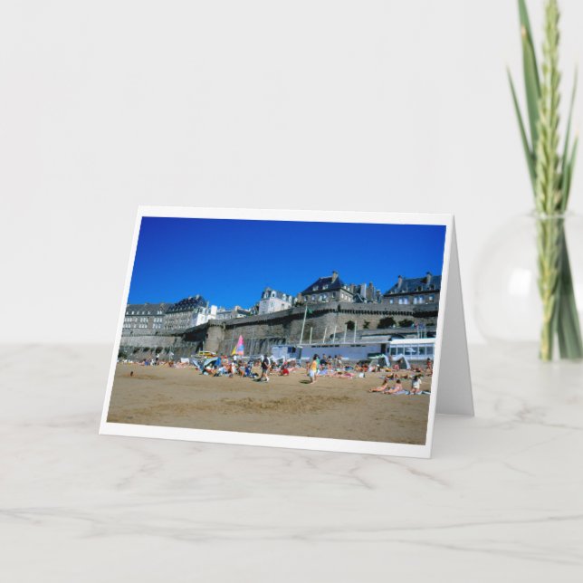 Beach in St Malo, France Holiday Card (Front)