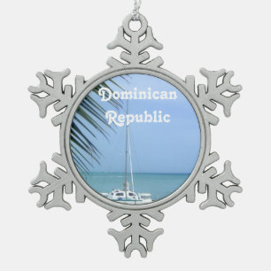 Beach in the Dominican Snowflake Pewter Christmas Ornament