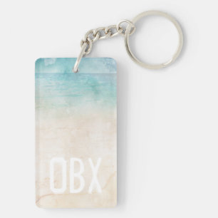 Beach Initials Water Sand Travel Souvenir Fun Key Ring