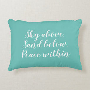 Beach Inspirational Turquoise Script Accent Pillow