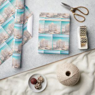 Beach Invitation With Newlywed Names Wrapping Paper