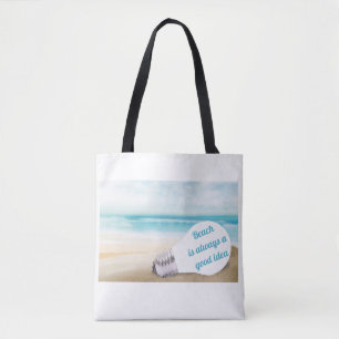 Beach is always a good idea, summer  tote bag