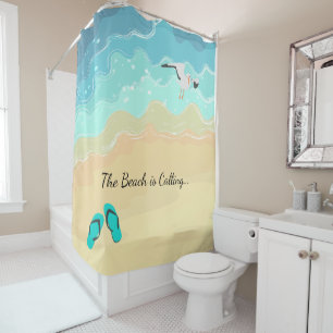 Beach is Calling Cute Shower Curtain