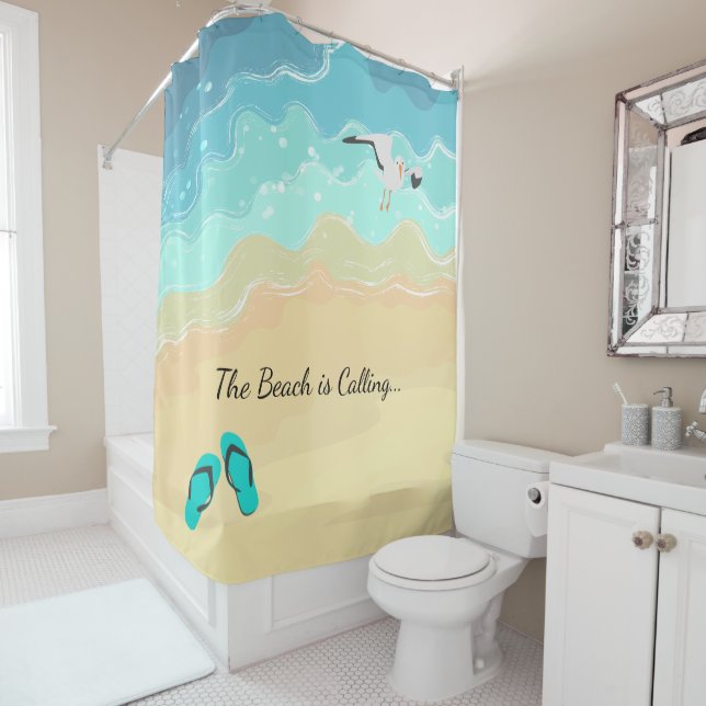 Beach is Calling Cute Shower Curtain (In Situ)