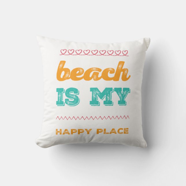 Beach Is My Happy Place Quote Cushion (Front)