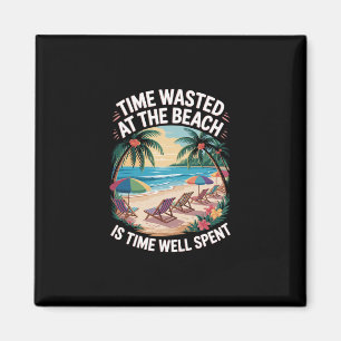 Beach Is Time Spent Palm Trees Ocean Retro Beach S Magnet