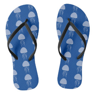 Beach Jelly Fishes Blue Pattern Flip Flops
