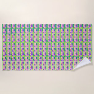 Beach Journal Journey Pink Green Beach Towel