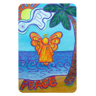 Beach Joy and Peace Angel Art Rectangle Magnets