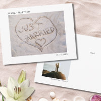 Beach Just Married Photo Announcement 