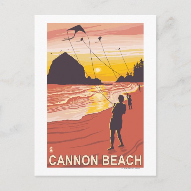 Beach & Kites - Cannon Beach, Oregon Postcard (Front)