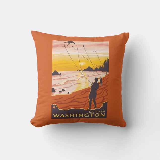 Beach & Kites - La Push, Washington Cushion (Front)