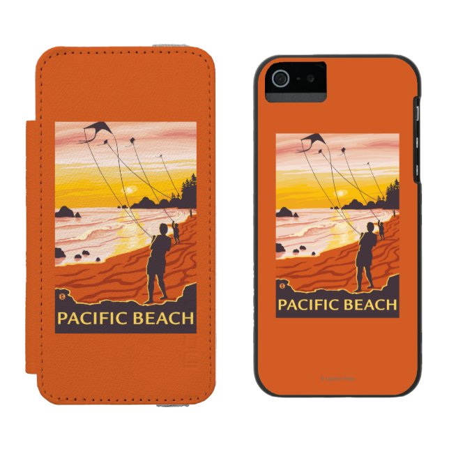 Beach & Kites - Pacific Beach, Washington Incipio iPhone Wallet Case (Side by Side)