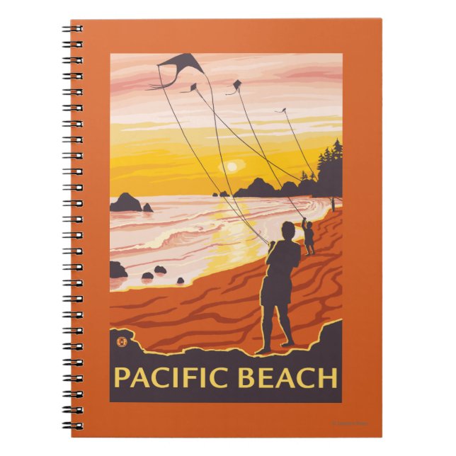 Beach & Kites - Pacific Beach, Washington Notebook (Front)