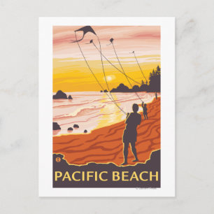 Beach & Kites - Pacific Beach, Washington Postcard