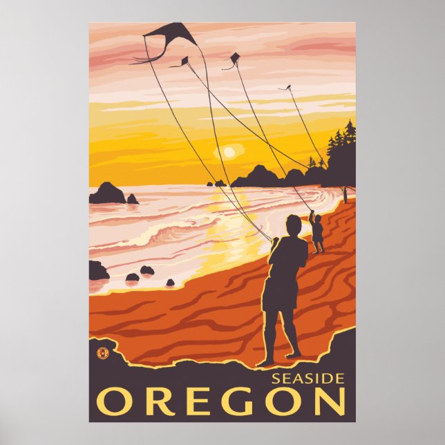 Beach & Kites - Seaside, Oregon Poster (Front)