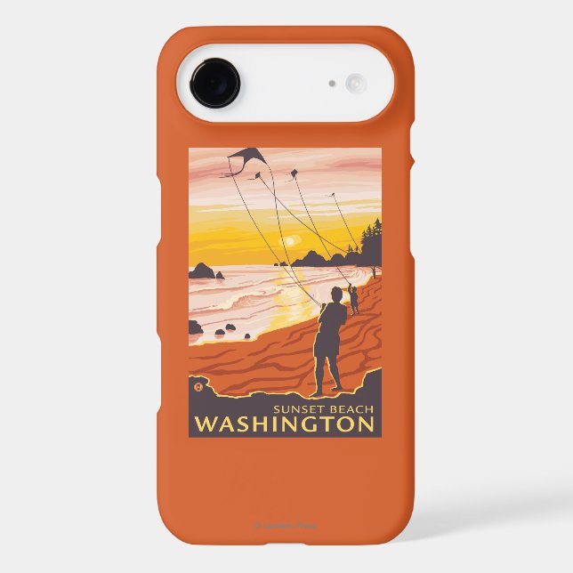 Beach & Kites - Sunset Beach, Washington Case-Mate iPhone Case (Back)