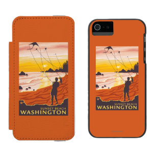 Beach & Kites - Sunset Beach, Washington Incipio Watson™ iPhone 5 Wallet Case
