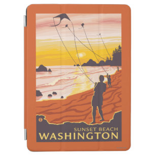 Beach & Kites - Sunset Beach, Washington iPad Air Cover