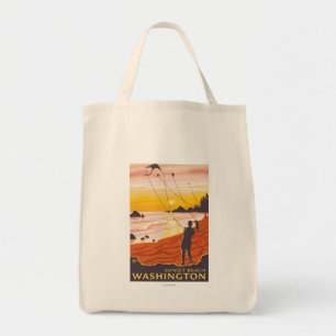 Beach & Kites - Sunset Beach, Washington Tote Bag