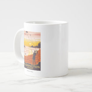 Beach & Kites - Washington Coast Large Coffee Mug