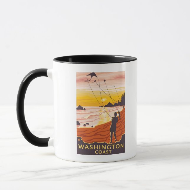Beach & Kites - Washington Coast Mug (Left)