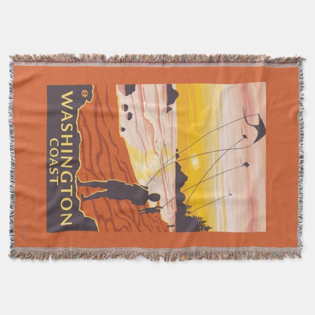 Beach & Kites - Washington Coast Throw Blanket (Front)