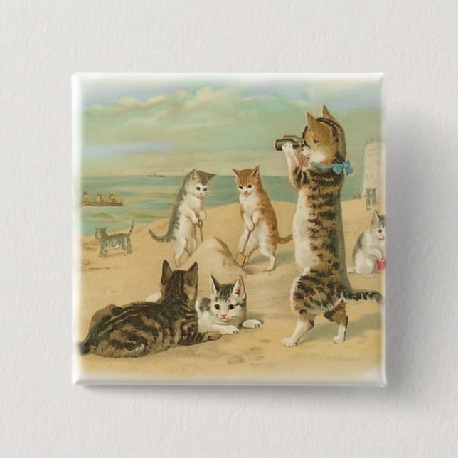 Beach Kittens 15 Cm Square Badge (Front)