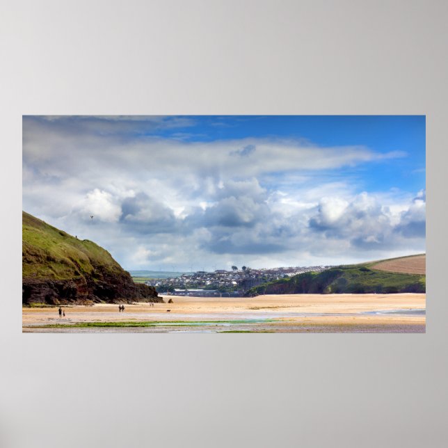 Beach landscape at Daymer bay in Cornwall UK Poster (Front)