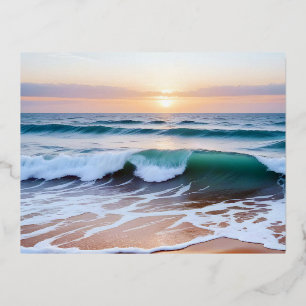 Beach Landscape Coastal Sunset Dusk Peaceful Relax Foil Holiday Postcard