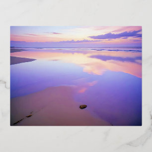 Beach Landscape Coastal Sunset Dusk Peaceful Relax Foil Holiday Postcard