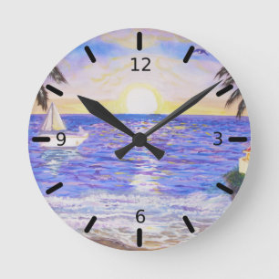 Beach Landscape Round Clock
