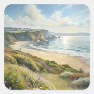 Beach Landscape Square Sticker