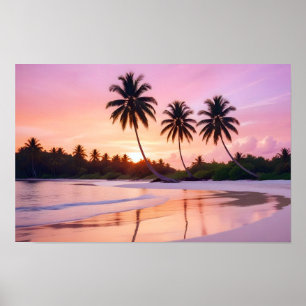 Beach Landscape Tropical Sunset Dusk Tranquil Calm Poster