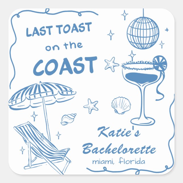 Beach Last toast Coast Bachelorette Party Sticker (Front)