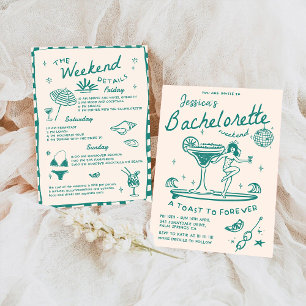Beach Last Toast Funky Bachelorette Weekend Invitation