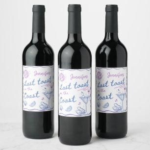 Beach Last Toast on the Coast Bachelorette Party Wine Label