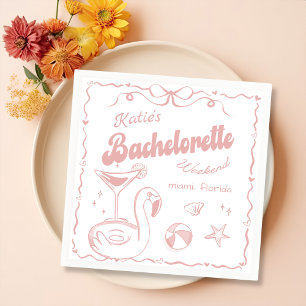 Beach Last Toast Pink  Bachelorette Party Napkins
